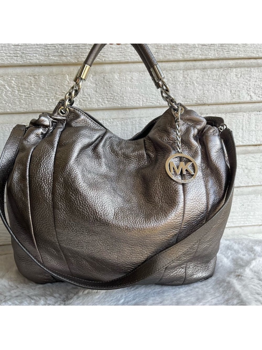 MICHAEL KORS Silver Metallic Lillie Fulton Tote Shoulder Bag - Picture 2 of 10